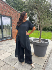Black Crochet Tie Top Thelma