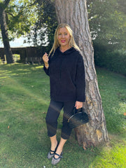 Black Chenille Silver Fleck Hoodie Lisa