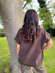 Chocolate Mesh Detail Top Parker