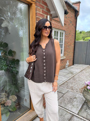 Chocolate Flower Detail Vest Nina