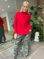 Red High Neck Reverse Seam Jumper Mae