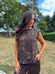 Chocolate Sleeveless Paisley Top Caitlyn