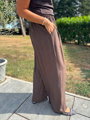 Chocolate Wide Leg Pull On Trousers Cara
