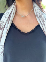 Black Fringed Neck Top Donna