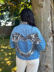 Leopard Trim Denim Jacket Mandy