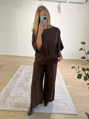 Chocolate Gathered Hem Two Piece Marielle