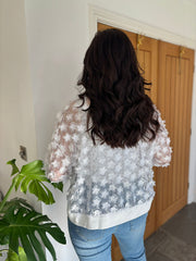 White Sequin Flower Jacket Jazz