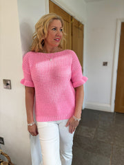 Pink Ruffle Short Sleeve Knit Tasha