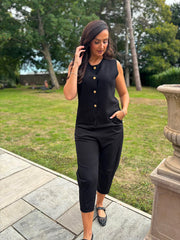 Black Buttoned Knit Waistcoat Kerry