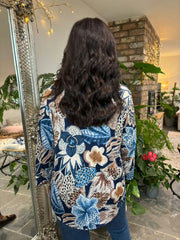 Navy Speckled Floral Blouse Gloria