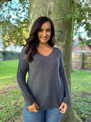 Charcoal Embellished Soft Knit Francine