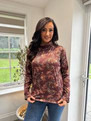 Chocolate Paisley Super Soft Roll Neck