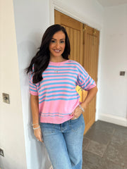Pink Short Sleeve Stripe Jumper Adele