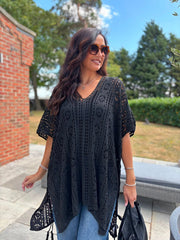 Black Open Knit Cover Up Elsie