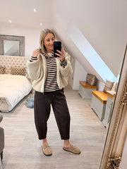 Stone Contrast Fleece Jacket Beth