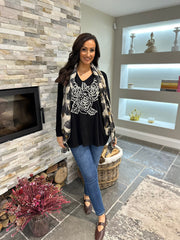 Black Rose Design Knit Top Tilly