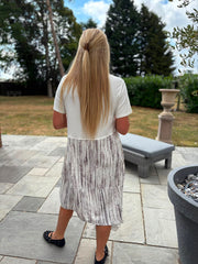 White Half Grain Stripe Pocket Dress Amelia