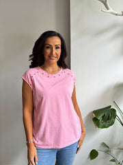 Pink Star Embellished Top Esther