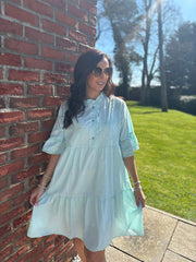Mint Embroidered Ruffle Dress Taylor