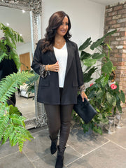 Black Leopard Lined Blazer Ashley