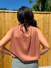 Rust Beaded Sleeveless Top Natasha