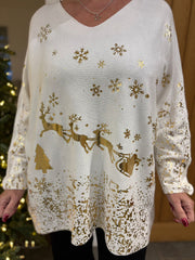 Winter White Festive Reindeer Knit Ava