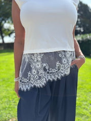 White Lace Hem Top Yasmin