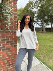 Grey Gold Lurex Knit Top Jenna