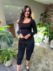 Black Square Neck Top Saylor