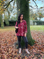 Wine Swirl Collared Knit Daphne