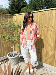 Red Poppy Print Blouse Rachel