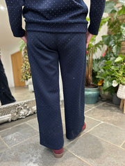 Navy Diamante Seam Front Trousers Nina