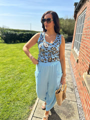 Blue Bubble Cotton Trouser Set Jasmine