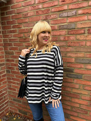 Black Stripe Long Sleeve Top Yasmin