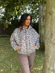Mocha Leopard Premium Puffer Jacket Marcia