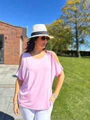 Pink Cold Shoulder Top Orla