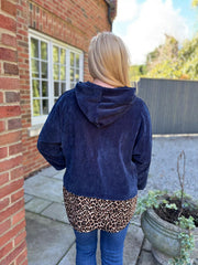 Navy Soft Touch Leopard Hoodie Alex
