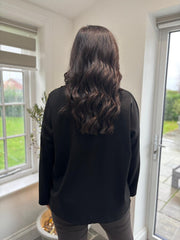 Black Button Detail Sweatshirt April