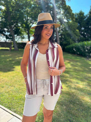 Wine Striped Sleeveless Blouse Lola
