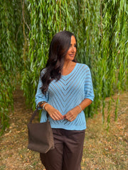 Blue Chevron Knit Anabelle