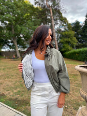 Khaki Lace Lined Jacket Harlow