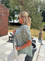 Sage Polka Dot Blouse Kathy
