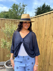 Navy Gathered Loose Knit Paige