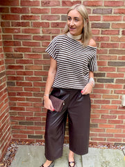 Chocolate Faux Leather Cropped Trousers