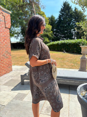 Chocolate Bubble Cotton Paisley Shirt Dress Jane