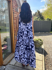 Navy Floral Sleeveless Dress Eira