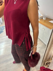 Wine Tie Detail Knitted Tank Lola