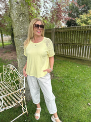 Lemon Net Sleeve Applique Tee Gemma