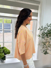 Pink & Yellow Striped Tee Suri