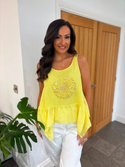 Lemon Net Floral Vest Top Daphne